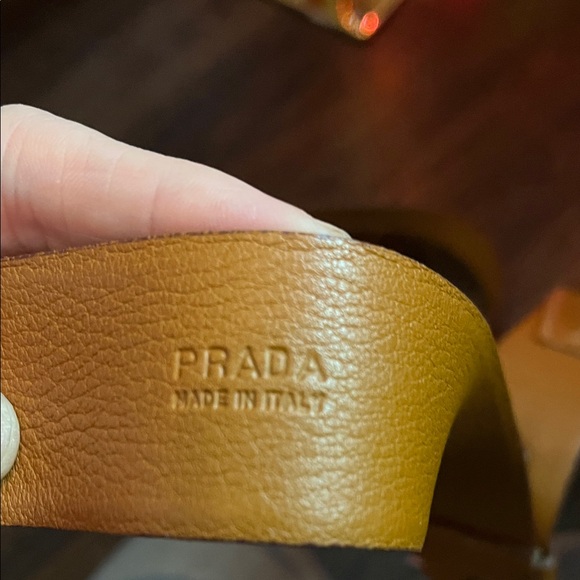 Prada Tan and Brown Leather Belts with Silver Buckles - Picture 2 of 9
